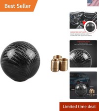 Carbon Fiber Shift Knob With 3 Adapters Round Ball Black