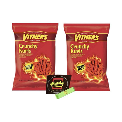 Vitner's Crunchy Kurls Sizzlin' Hot Cheese Puffed Corn Snack 8.75oz 2 Pack