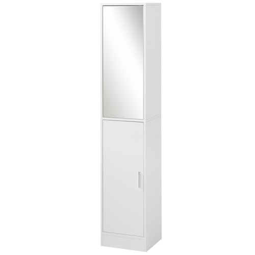 Tall Mirrored Bathroom Cabinet Bathroom Storage Cupboard, White - Picture 11 of 11