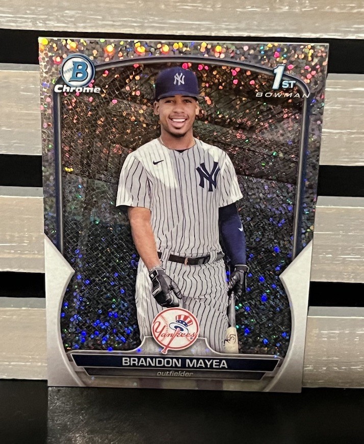 2023 Bowman Chrome 1st Brandon Mayea Speckle Refractor /299 Yankees #BCP-188