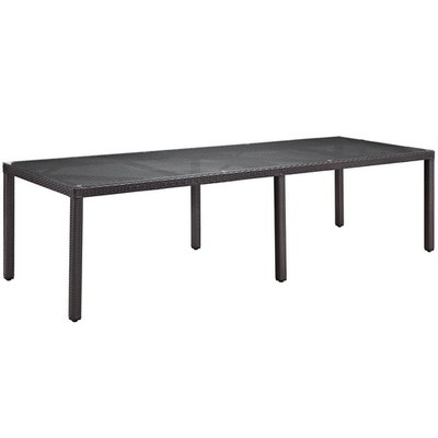 Modway Convene 114'' Aluminum and Rattan Patio Dining Table in Espresso