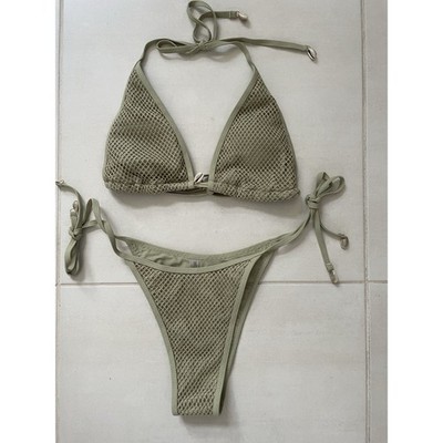 Zaful Swim Women Sz 4 String Bikini Set Swimsuit Mesh Swimwear NWOT