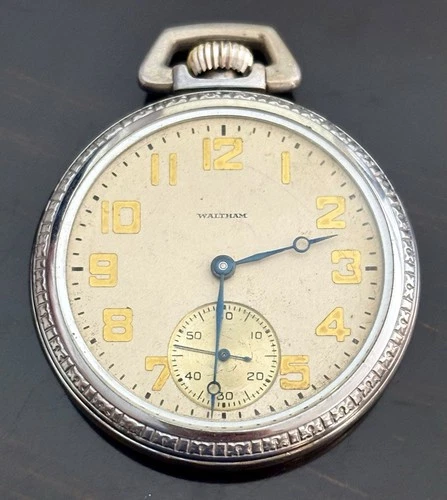 Antique 1928 Waltham Pocket Watch-16s-15 Jewels-Nickel Finish-Runs Well-