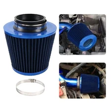 BLUE 3" 76mm Inlet Cold Air Intake Cone Replacement Quality Dry Air Filter