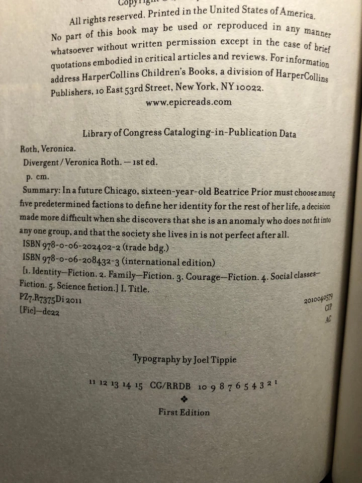 Divergent by Veronica Roth Book 1 HC / DJ 1st / 1st Printing Nice! - Image 2 of 3