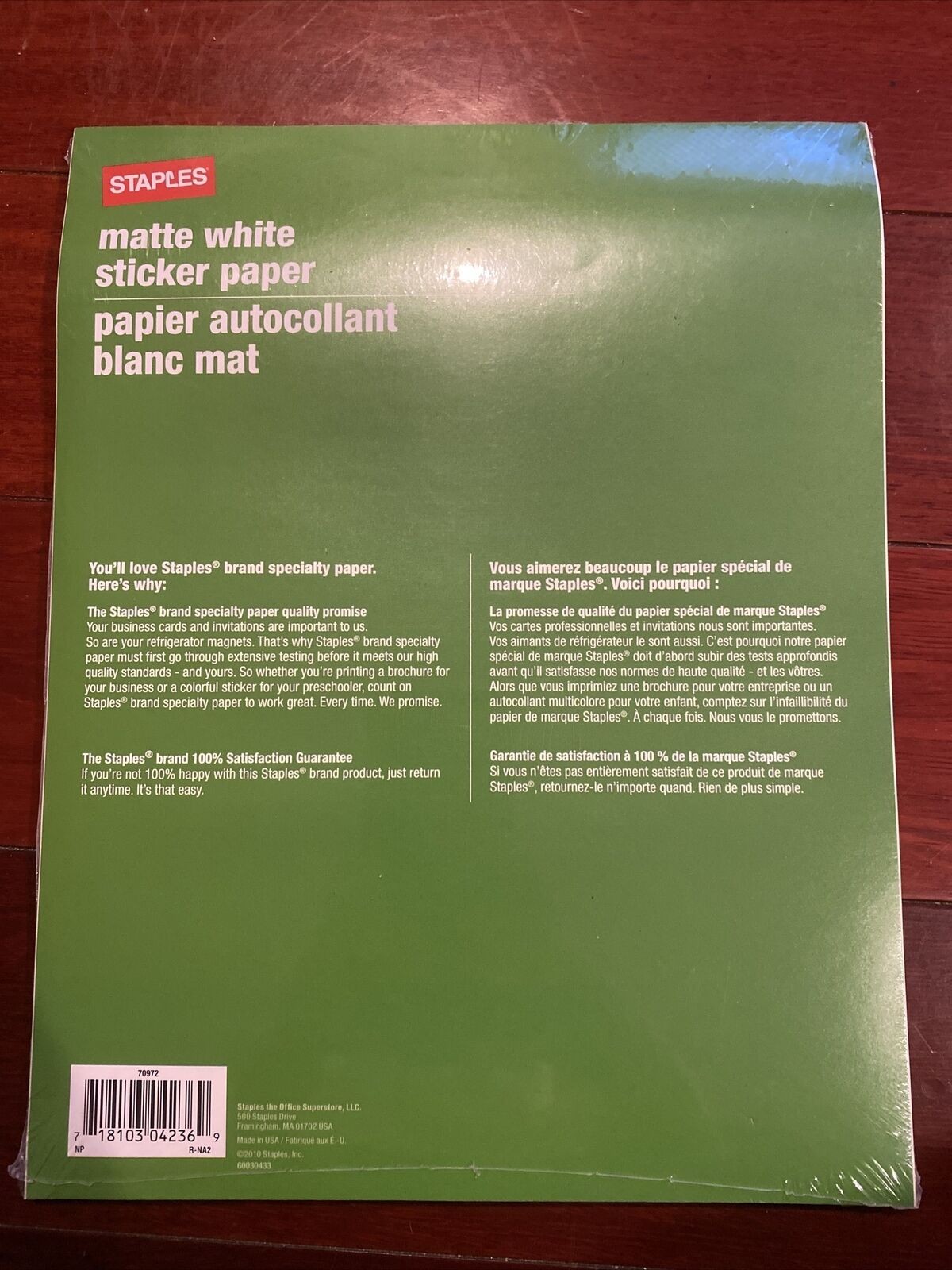 Staples Matte White Sticker Paper 8.5 X 11 (30 Sheets) 30 Sheets