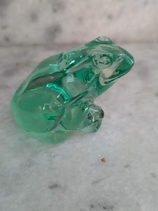 Green Frog Figurine Collectible Art Glass Indiana Glass