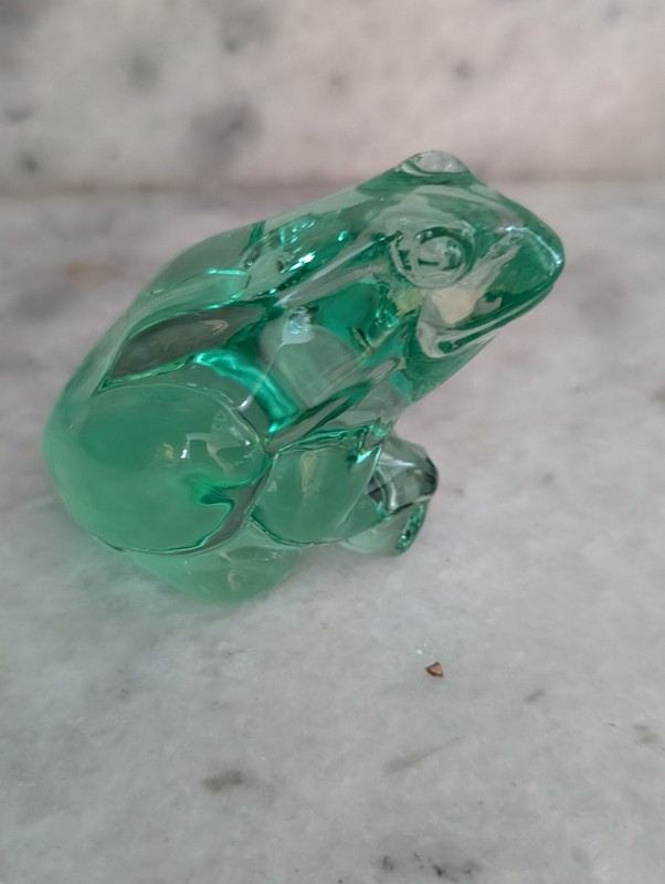 Green Frog Figurine Collectible Art Glass Indiana Glass