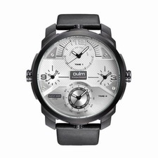 Oulm Quad Herrenarmbanduhr Schwarz Lederarmband Analog Datum