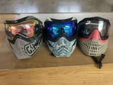 Lote de Máscara de Paintball JT Proflex & V Force Grill Usada Correa K3 Roja Azul