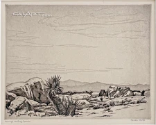 Original CORNELIS BOTKE Desert Etching...Famous CaLiFoRnia Artist!