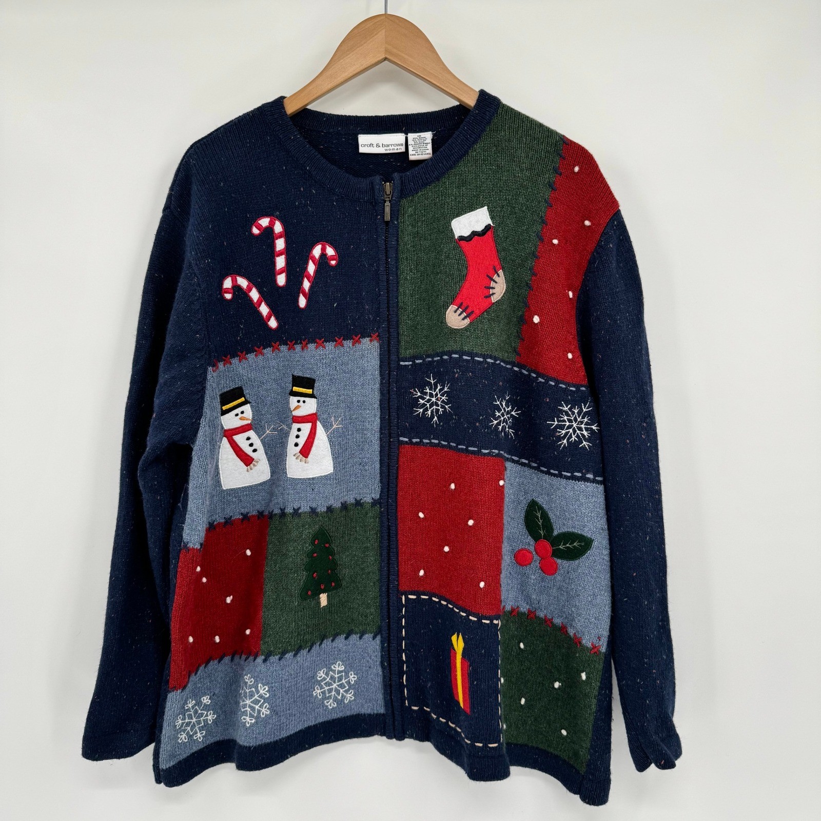 Croft & Barrow Patchwork Christmas/Holiday Embroi… - image 1