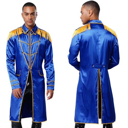 Men Tailcoat Holiday Jacket Halloween Long Coats Costume Cardigan Gothic Tops - Picture 11 of 70