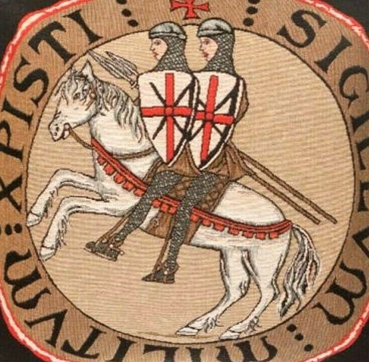 NEW SCEAU TEMPLIER KNIGHTS TEMPLAR SEAL 18" BELGIAN TAPESTRY CUSHION COVER, 1809 - Image 2 of 3