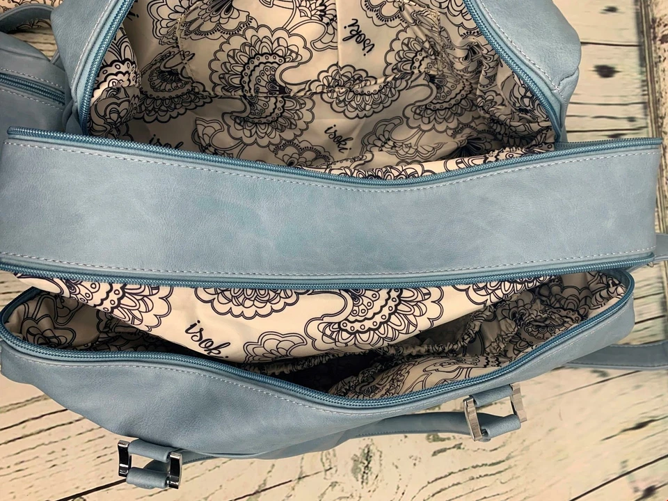 Double Zip Satchel Nappy Diaper Bag Powder Blue - Image 4 of 4