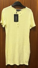 Tagged Pretty Little Thing Pale Yellow Ribbed Short Sleeve Dress Size 14
