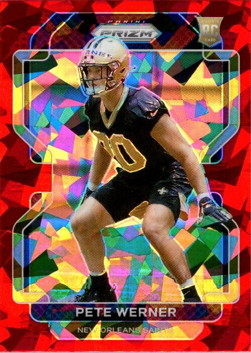 Pete Werner 2021 Prizm Red Cracked Ice Rookie Card #391 - Saints