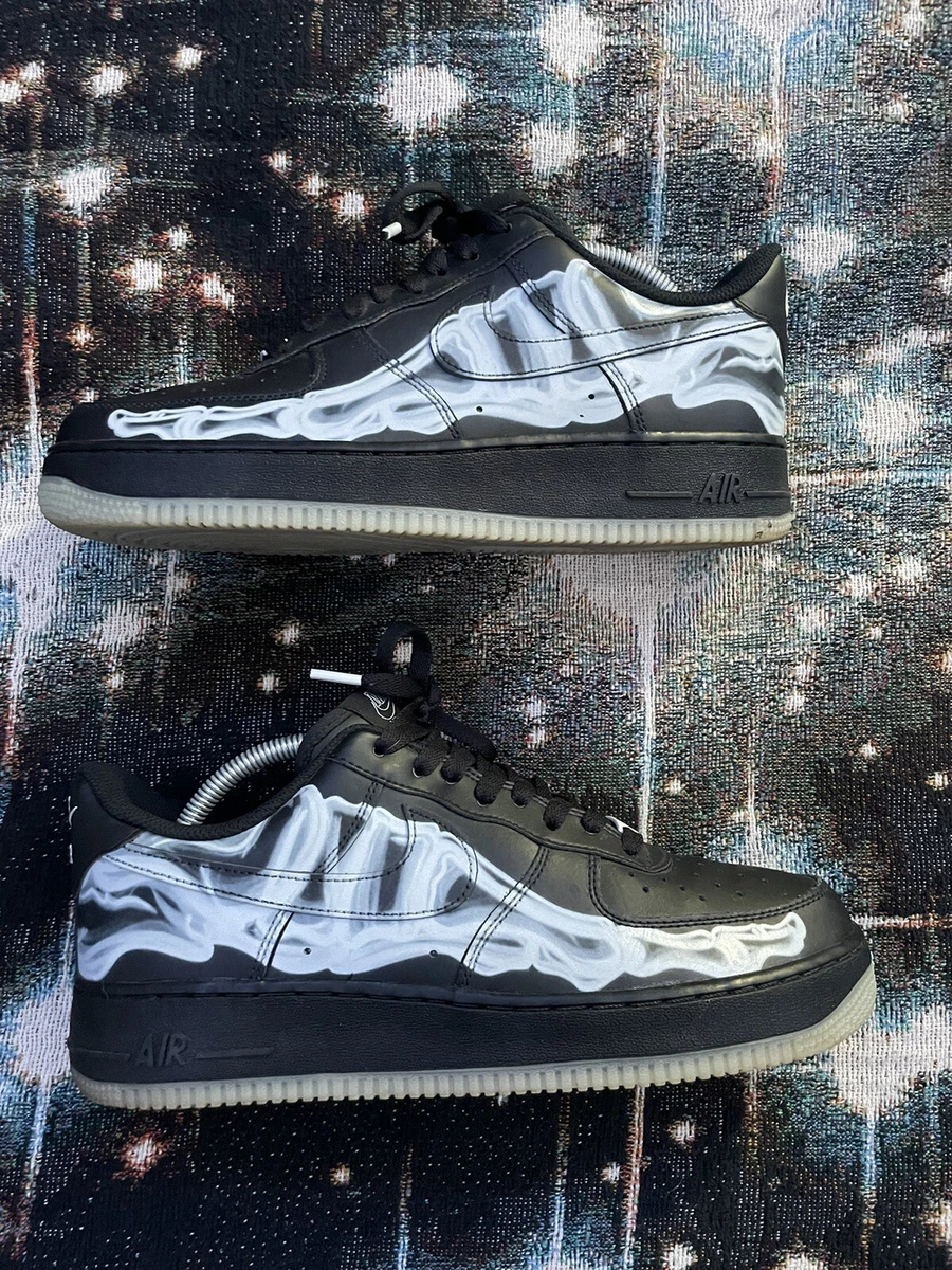 Size 9 Nike Air Force 1 Low 07 QS Black Skeleton Halloween 2019 X ray