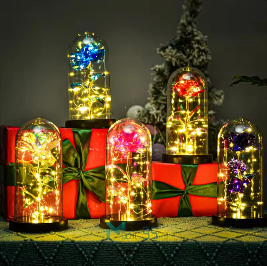 Flor de rosa en vidrio regalos para mujer esposa su novia de San Valentín regalo de cumpleaños Foto 2 de 4