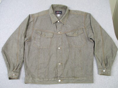 Webs Denim Jacket Men 2XL Tan Heavyweight Cotton Trucker Button Front Chore Barn