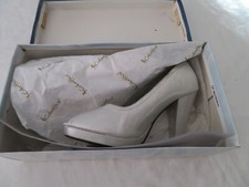 Coloriffics STEPHANIE SILVER SATIN Platform Shoes Padded Insole 4" Heel Size 6M