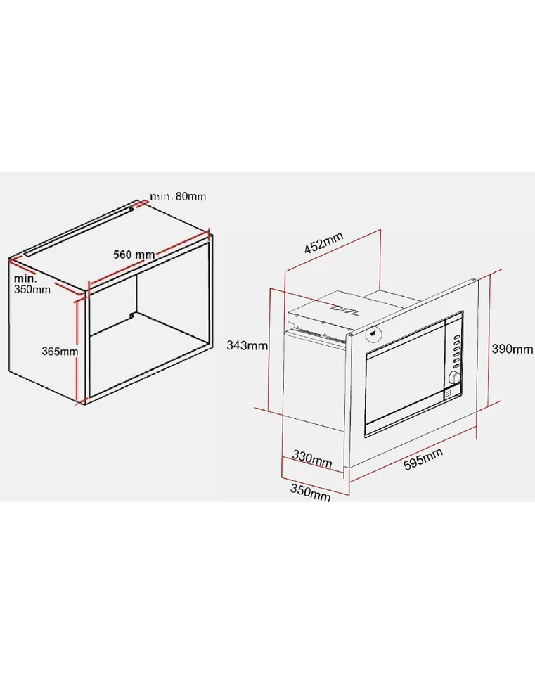 Wolkenstein Einbaumikrowelle WMW800-20GB EB - schwarz 800W Grill 900W - Bild 3 von 3