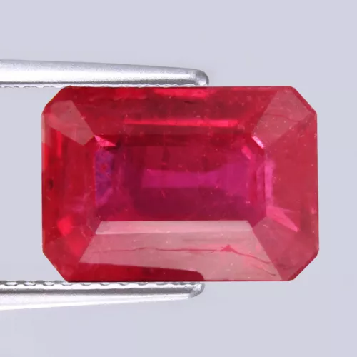 2.94Cts Natural Genuine Africa Ruby Emerald Cut Stunning Loose Gemstone