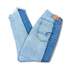 American Eagle Vintage Hi Rise Jeans Womens Size 2 Reg Button Fly Distressed