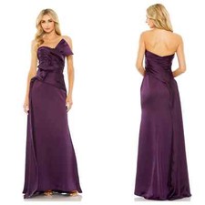 Mac Duggal Strapless Bow Front Detailed Gown Sleeveless Purple Size 6 NWT
