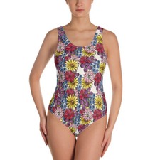 Colorful Floral New Women's One Piece Swimsuit Bathing Suit Regular Plus size