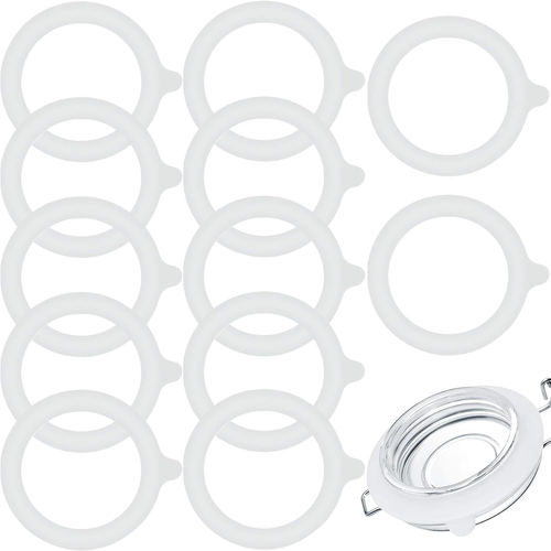 12 Rubber Seal Rings for Glass Jars, Silicone Gaskets for Mason Jars (White) - 第 11/12 張圖片