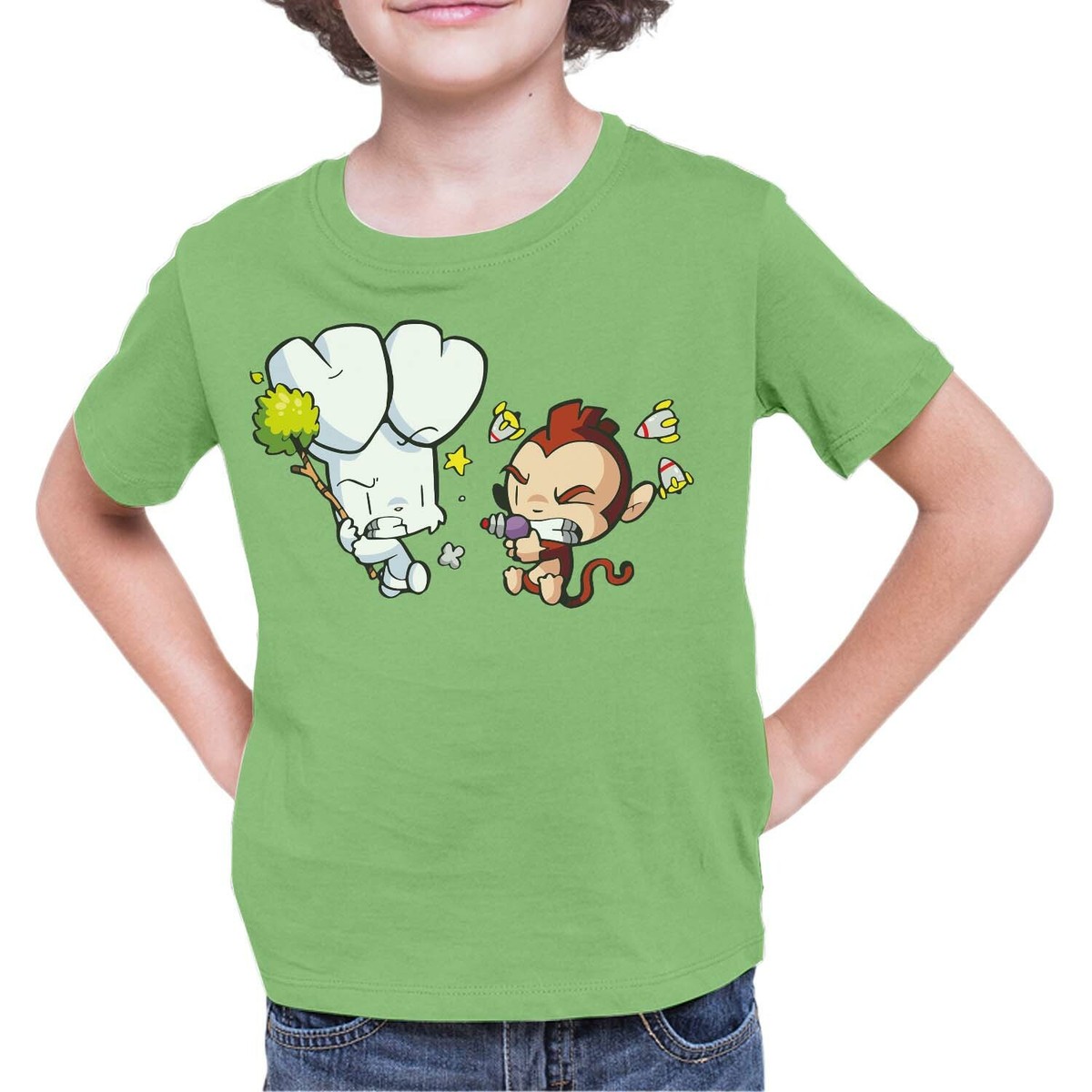 Bunny Vs Monkey T-Shirt Top Tee Funny Cartoon Children Kid Book