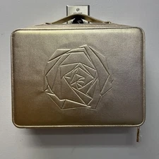 New Lancome Cosmetic Makeup Bag Train Case Golden Color