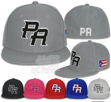 PR Fitted Caps Puerto Rico Embroidered hat Front Side Baseball Size Adult New