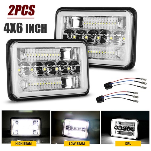 2Pcs 4x6" Square LED Headlights Hi/Lo Beam Kit - Fits Chevrolet S10 1995-1997 & Other Trucks