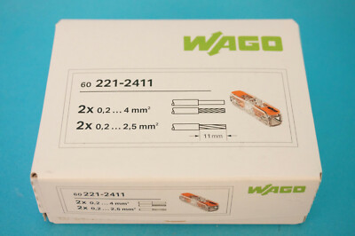 WAGO 221-2411 Klemme Durchgangsverbinder mit Hebel 0,2-4mm² ganze VPE (60 Stück)