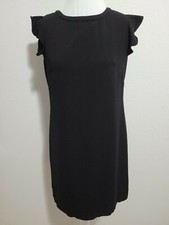 ANN TAYLOR LOFT Women's Dress Short Sleeve Round Neck Black Tie Back.Size 4