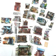 Village Shop Washi Paper Stickers 6 Sheets Journals Scrapbooking Crafts Planners