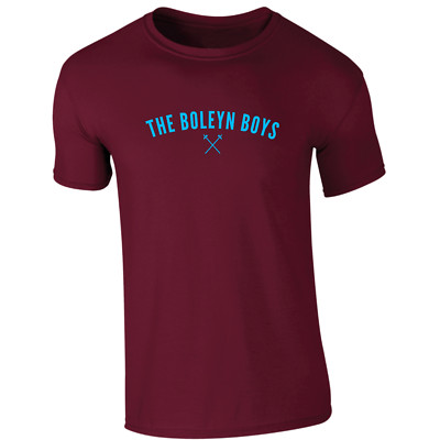 Boleyn Jungen T-Shirt gekreuzt Hammer Stil Eisen West Schinken Claret weiß marineblau 23/24
