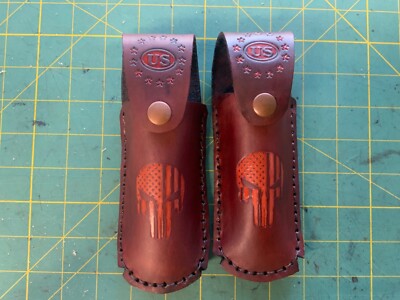 2 Handmade Leather Folding Knife/ Double/Single Stack Mag Pouch punisher