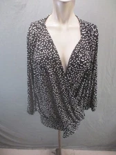 TALBOTS Size XL Womens Polka Dot Long Sleeve Lightweight Wrap Knit Blouse 491