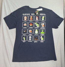 Super Mario Bros T-Shirt Mens 2XL 100 Cotton Graphic NWT Cotton Navy Short Slee