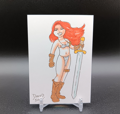 #ad Original RED SONJA Pinup Artist Sketch Card 1 1 David Icon PSC ACEO ATC $19.99