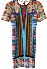 Clover Canyon International Money Scuba Dress Small S Short Sleeve Currency Art