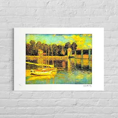 Claude Monet Argenteuil Bridge Lithograph on Arches 300gsm 16.5x23in (42x59 cm)
