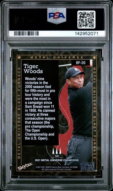 Tiger Woods Blast Furnace 2021 Metal Universe Champions PSA 8 NM-MT view 2