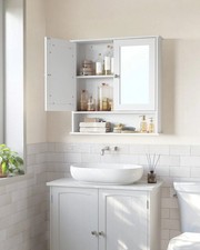 Bathroom Medicine Cabinet with Mirror Wall Mounted 2 Door Storage Cabinet White