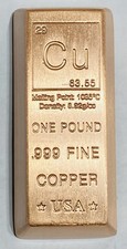 1 lb Copper TRAPEZOID Ingot - .999 Fine Copper Bullion Bar - Free Shipping 