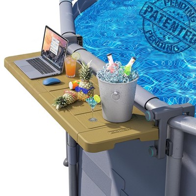 POOLHACKER Poolside Bar, 38.5 inches x 11.7 x 13 inches, Amber Brown