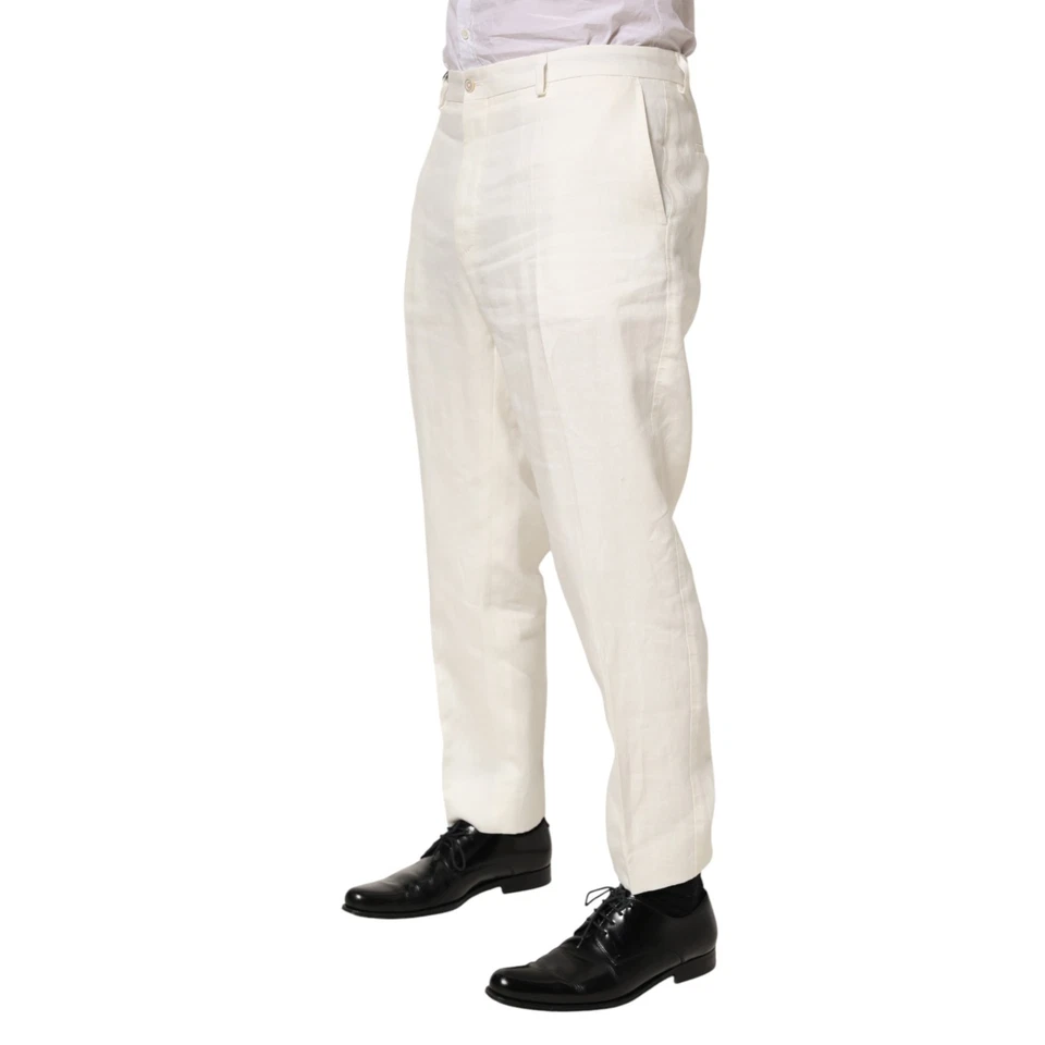 DOLCE & GABBANA Pantalones Blanco Lino Vestido Formal Hombre Pantalón IT56/W42/XXL 820usd Foto 2 de 4